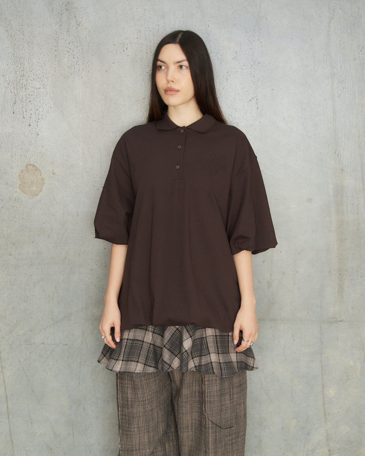 Dark Brown Tartan Layered Dress