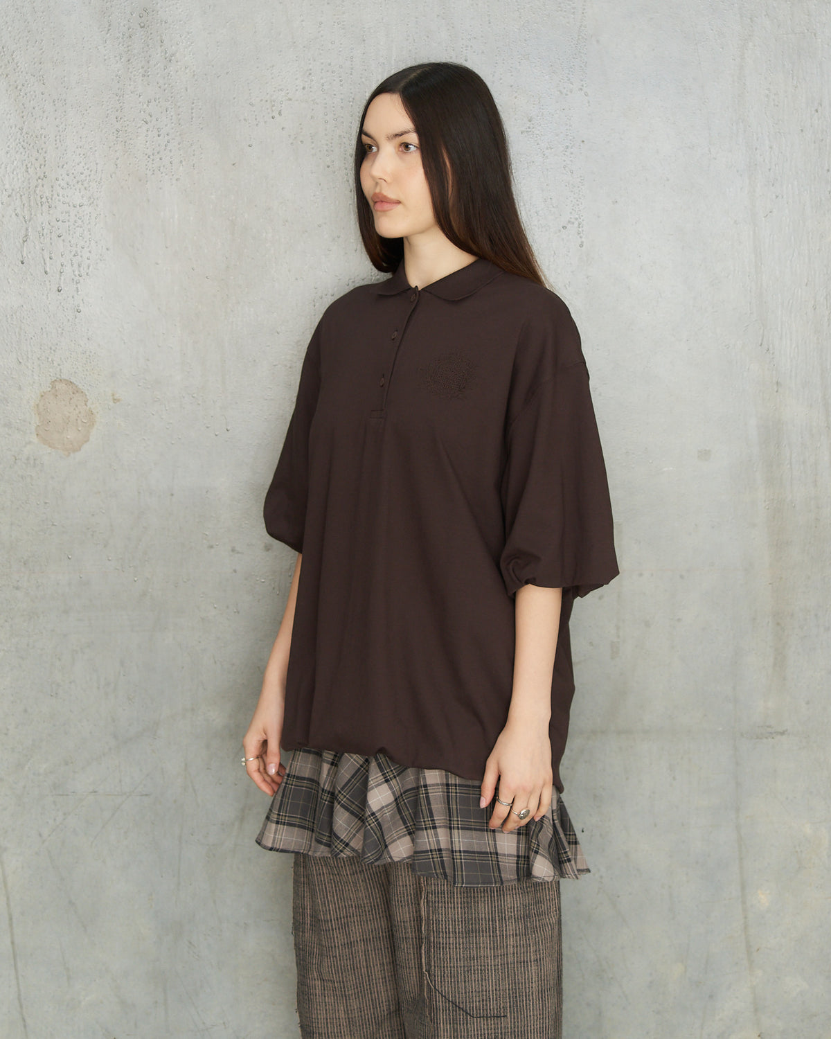 Dark Brown Tartan Layered Dress