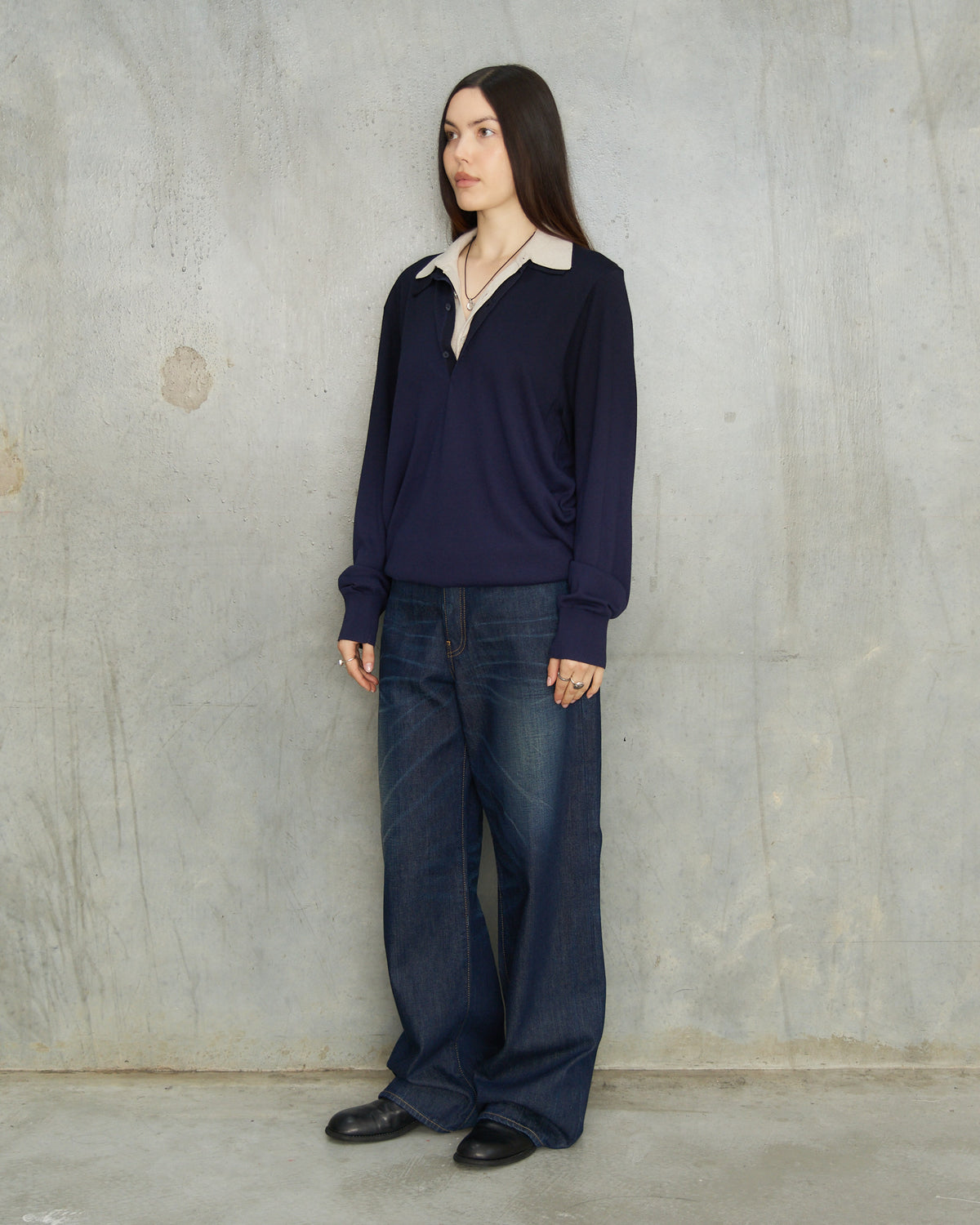 Dark Blue 1981 Leather Pocket Jeans