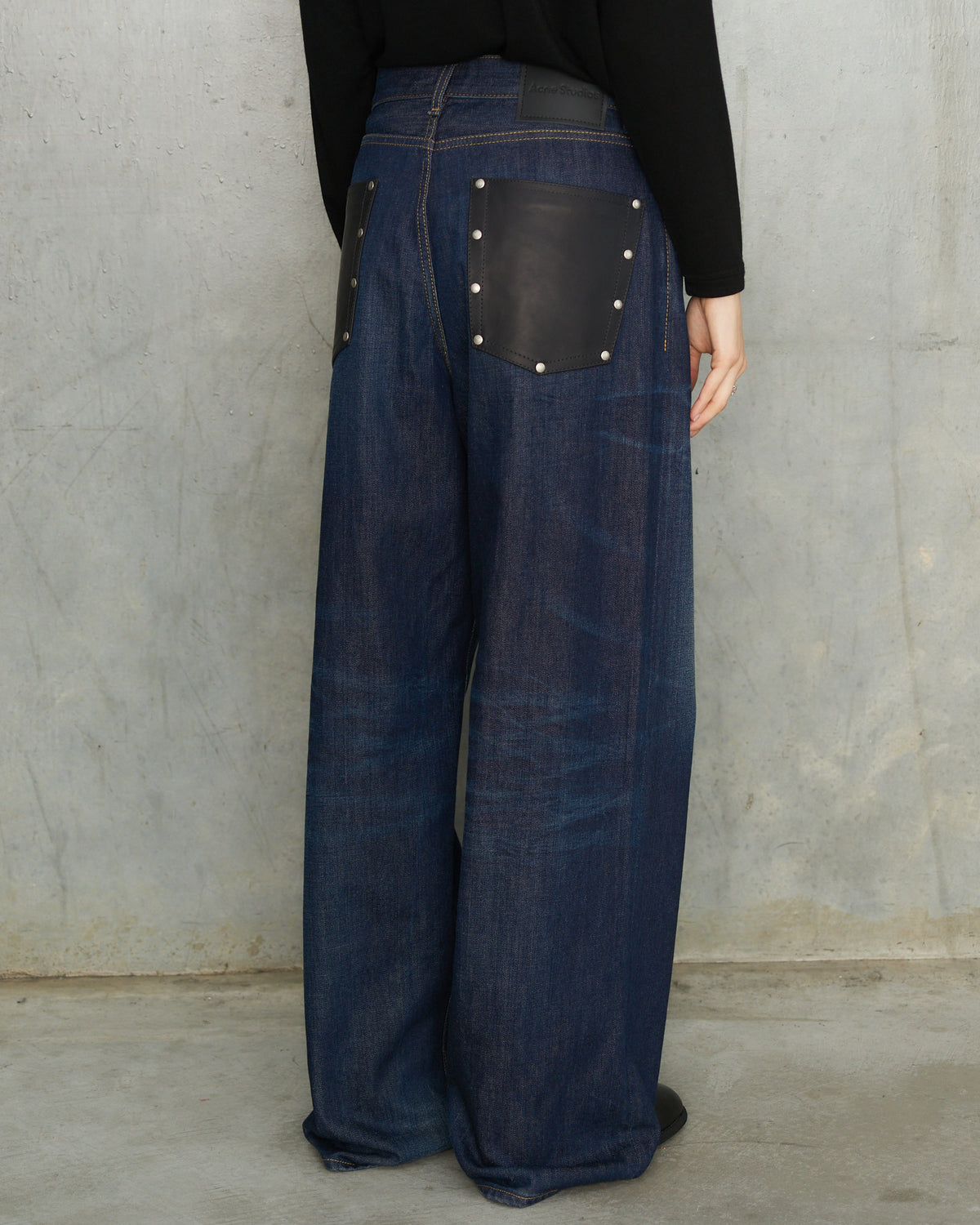 Dark Blue 1981 Leather Pocket Jeans