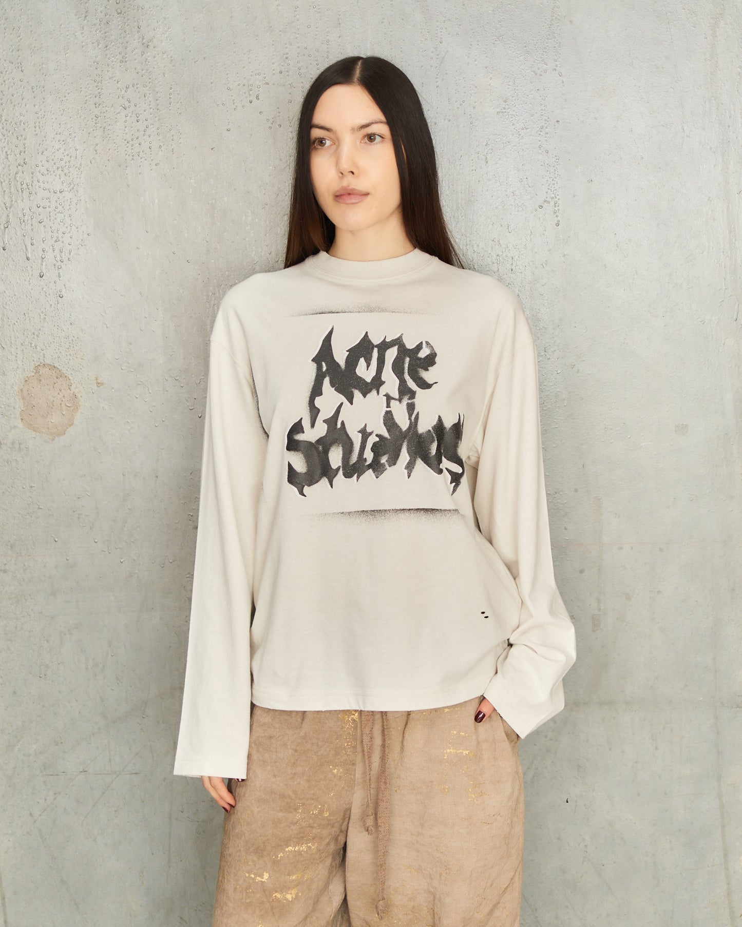 Dusty White Print Long Sleeve Tee