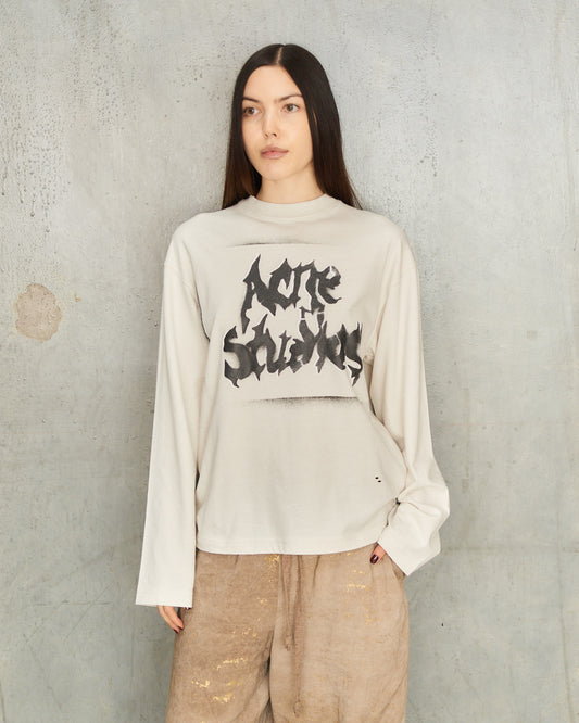 Dusty White Print Long Sleeve Tee