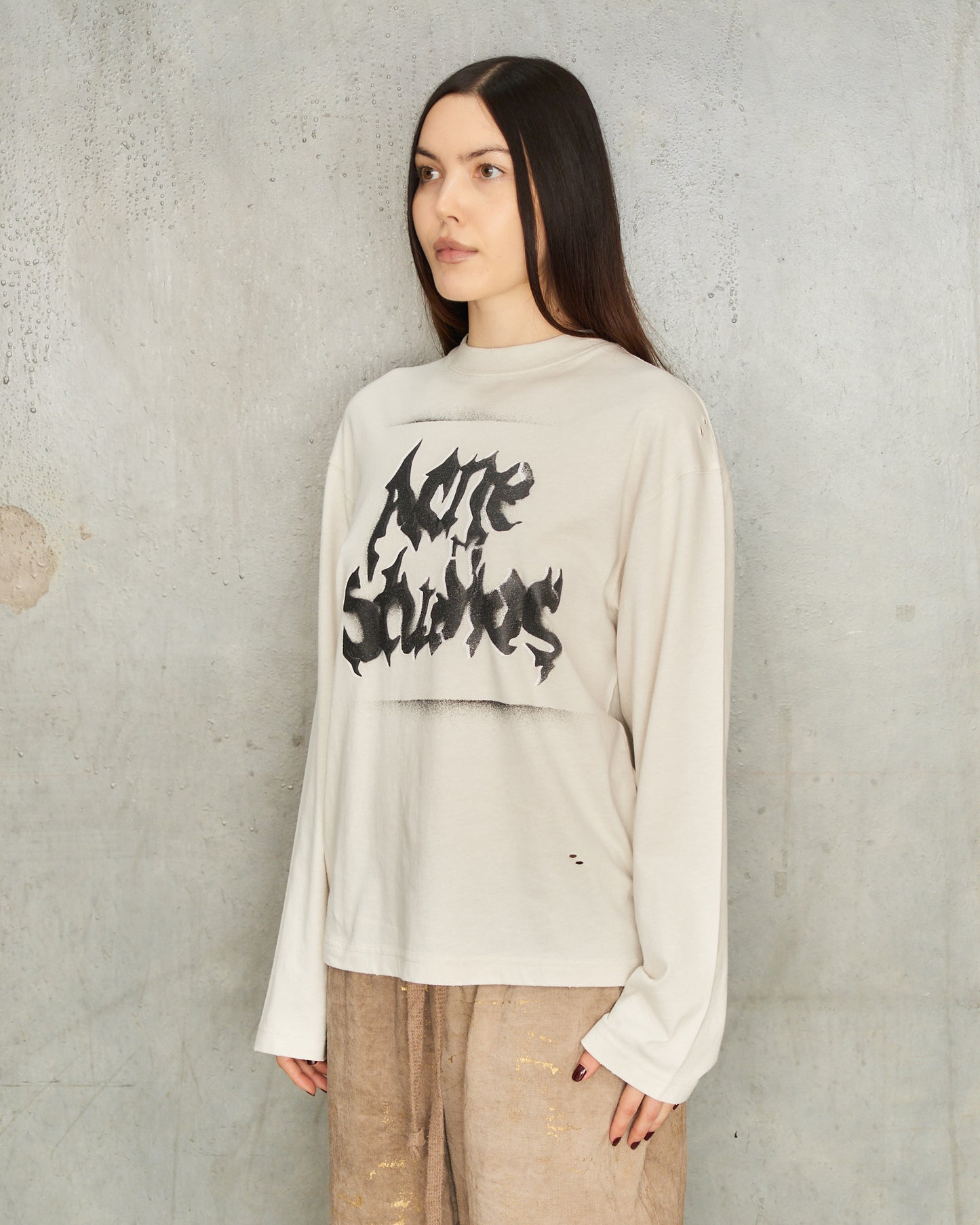 Dusty White Print Long Sleeve Tee