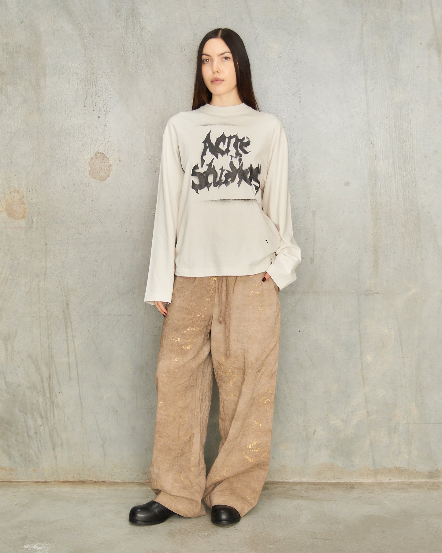 Dusty White Print Long Sleeve Tee