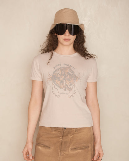 Faded Grey Printed Fitted T-Shirt