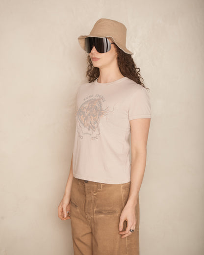 Faded Grey Printed Fitted T-Shirt