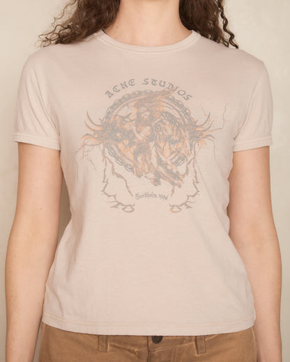 Faded Grey Printed Fitted T-Shirt