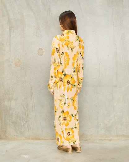 Orange Floral Button Up Dress