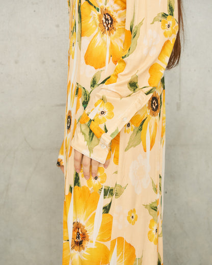 Orange Floral Button Up Dress