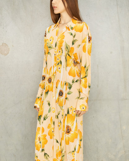 Orange Floral Button Up Dress