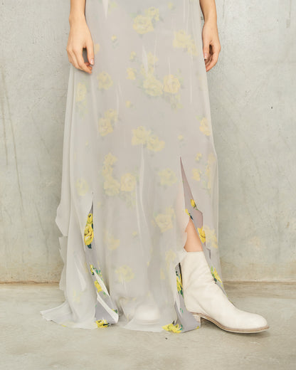 Grey Yellow Floral Shirt Dress