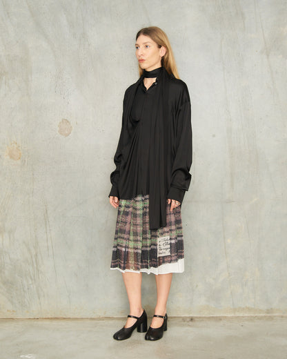 Green Pleated Check Skirt