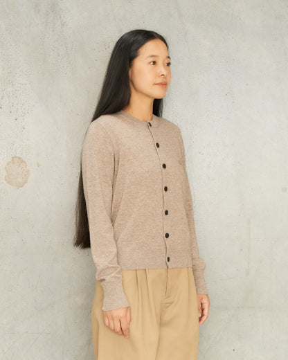Greige Melange Yak Wool Cardigan