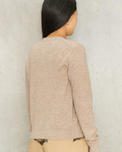 Greige Melange Yak Wool Cardigan