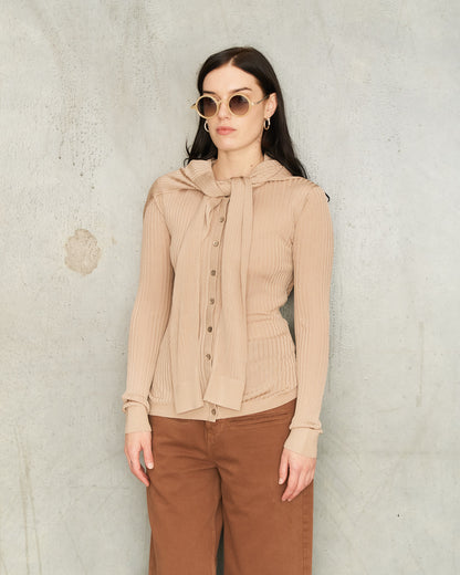 Hazel Beige Knit Cardigan