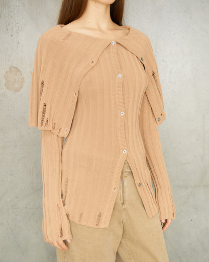 Dark Beige Knit Cardigan