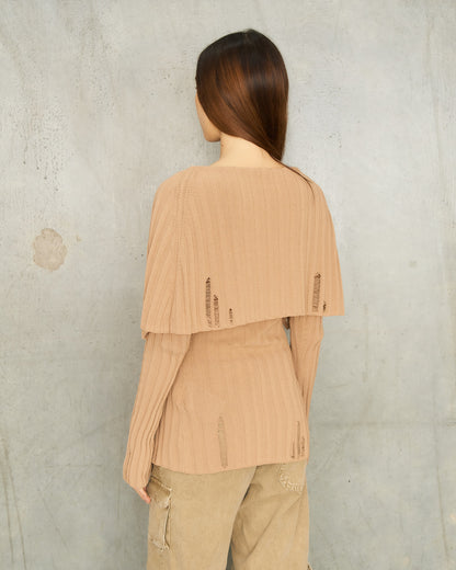 Dark Beige Knit Cardigan