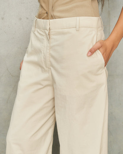 Light Beige Barrel Twill Trousers