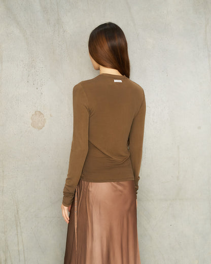 Mud Brown Long Sleeve Top