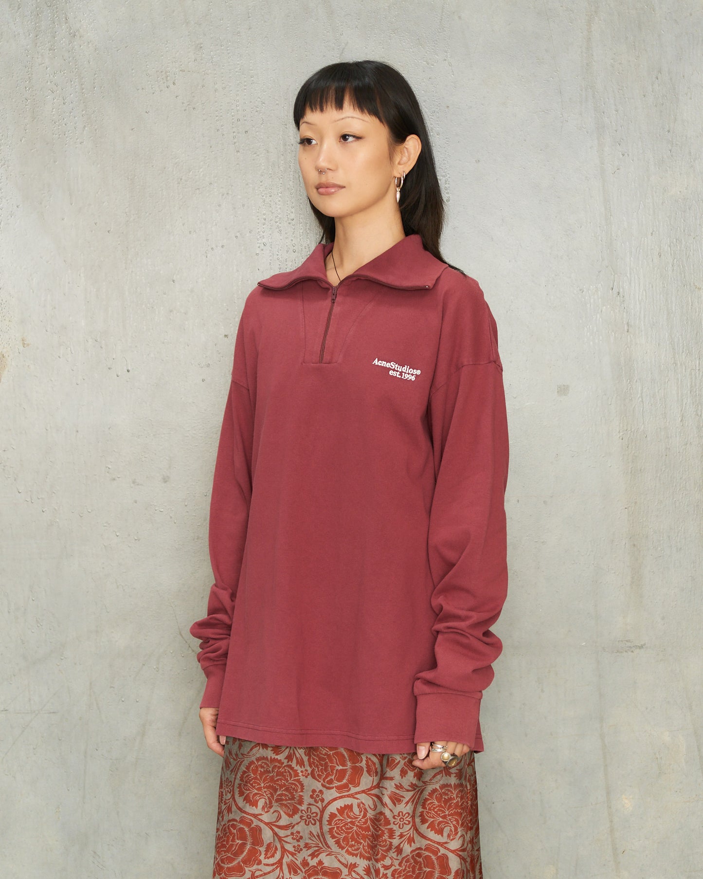 Maroon Zip Logo Sweater
