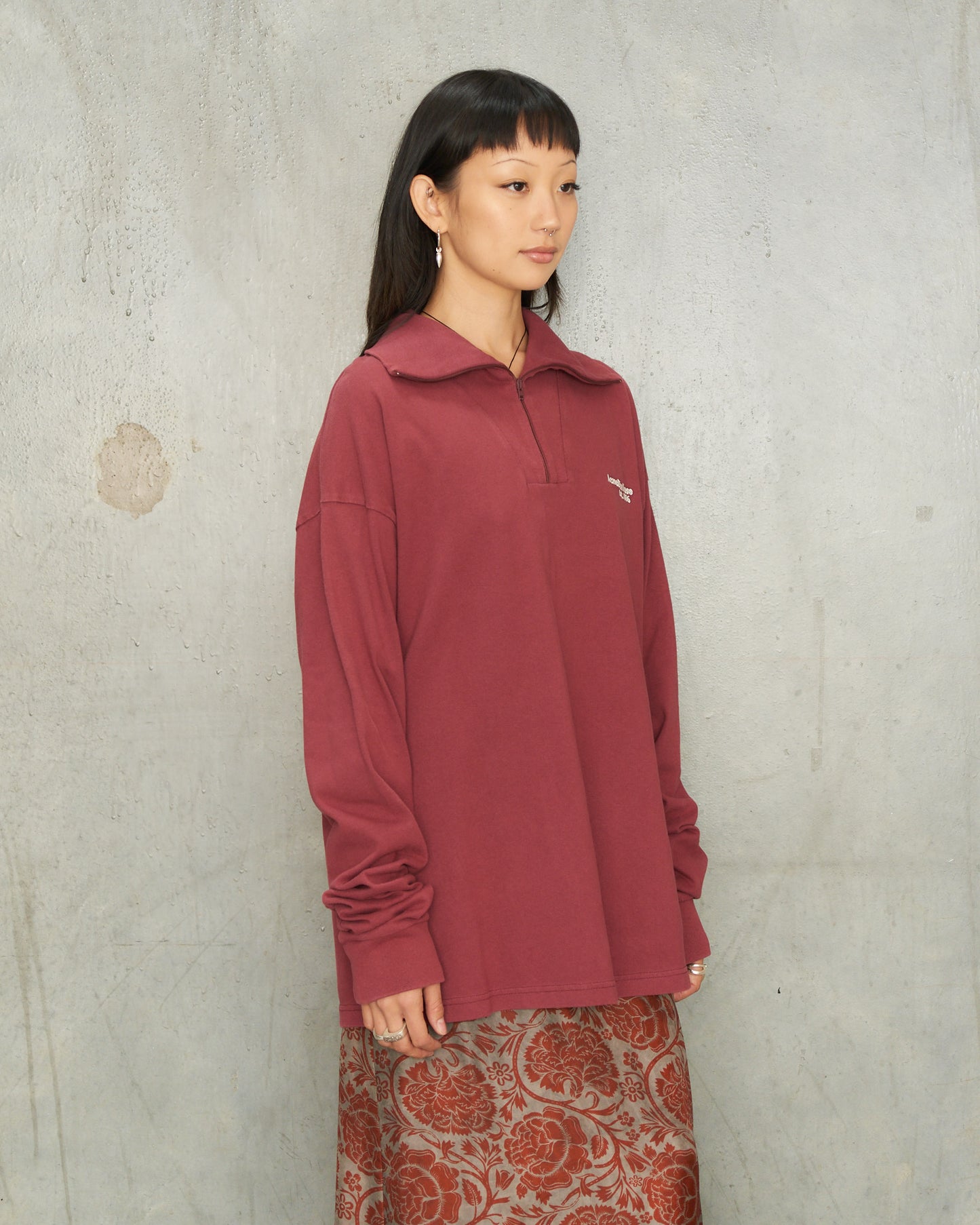 Maroon Zip Logo Sweater