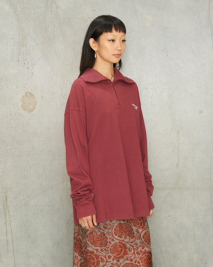 Maroon Zip Logo Sweater