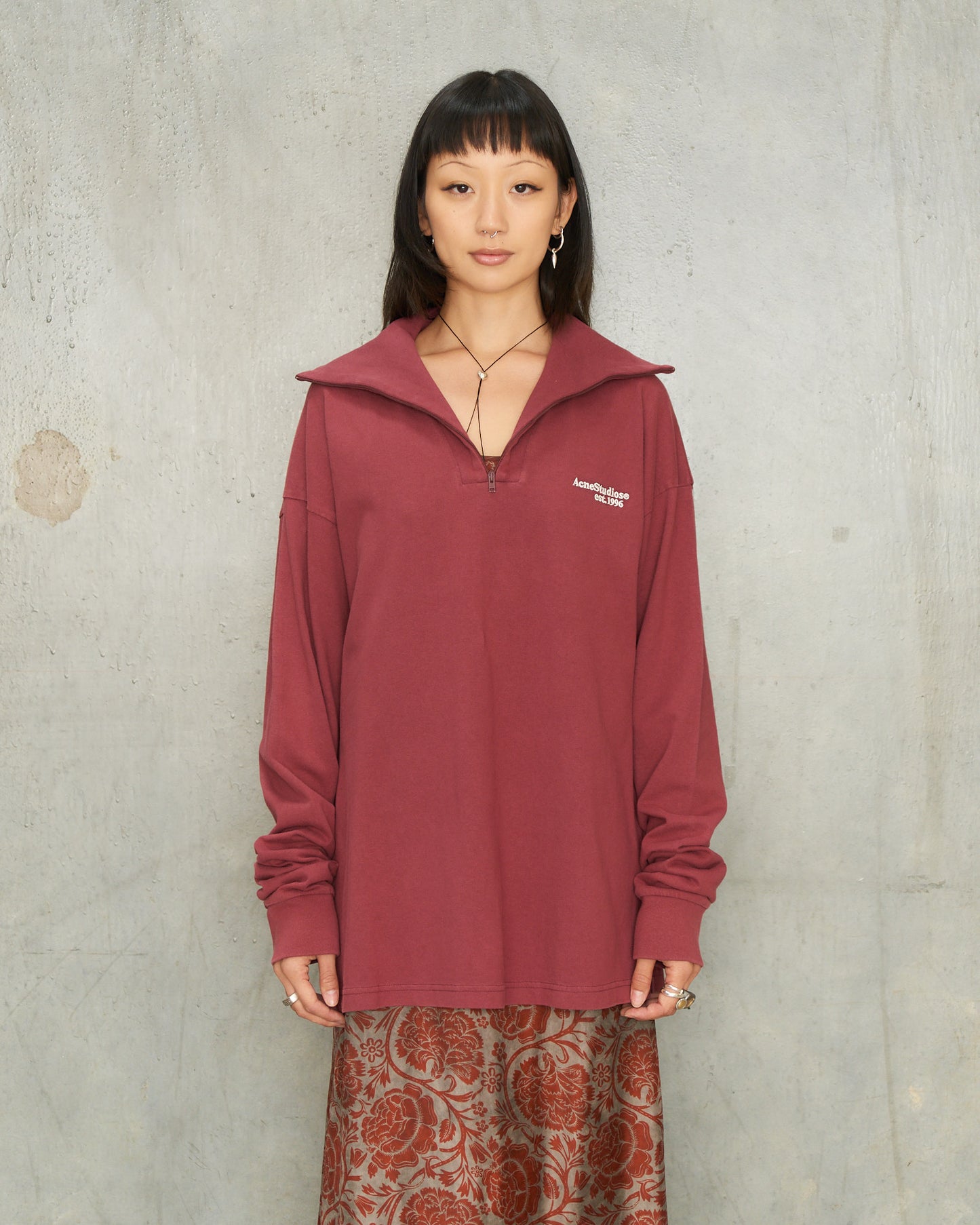 Maroon Zip Logo Sweater