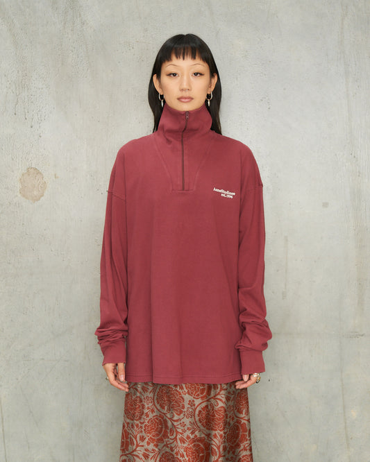 Maroon Zip Logo Sweater