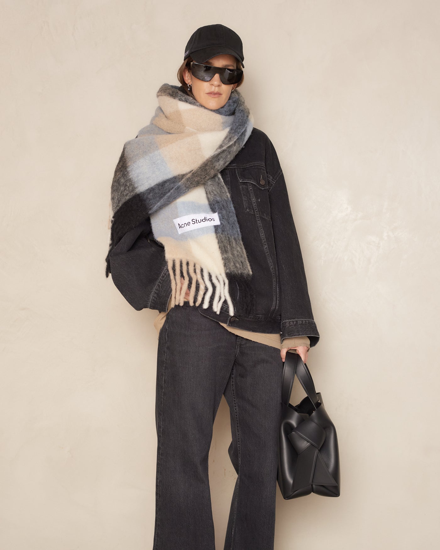 Blue Mohair Checked Scarf – Dilettante - Main Image