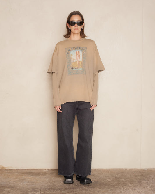 Mud Brown Layered Print Longsleeve T-shirt