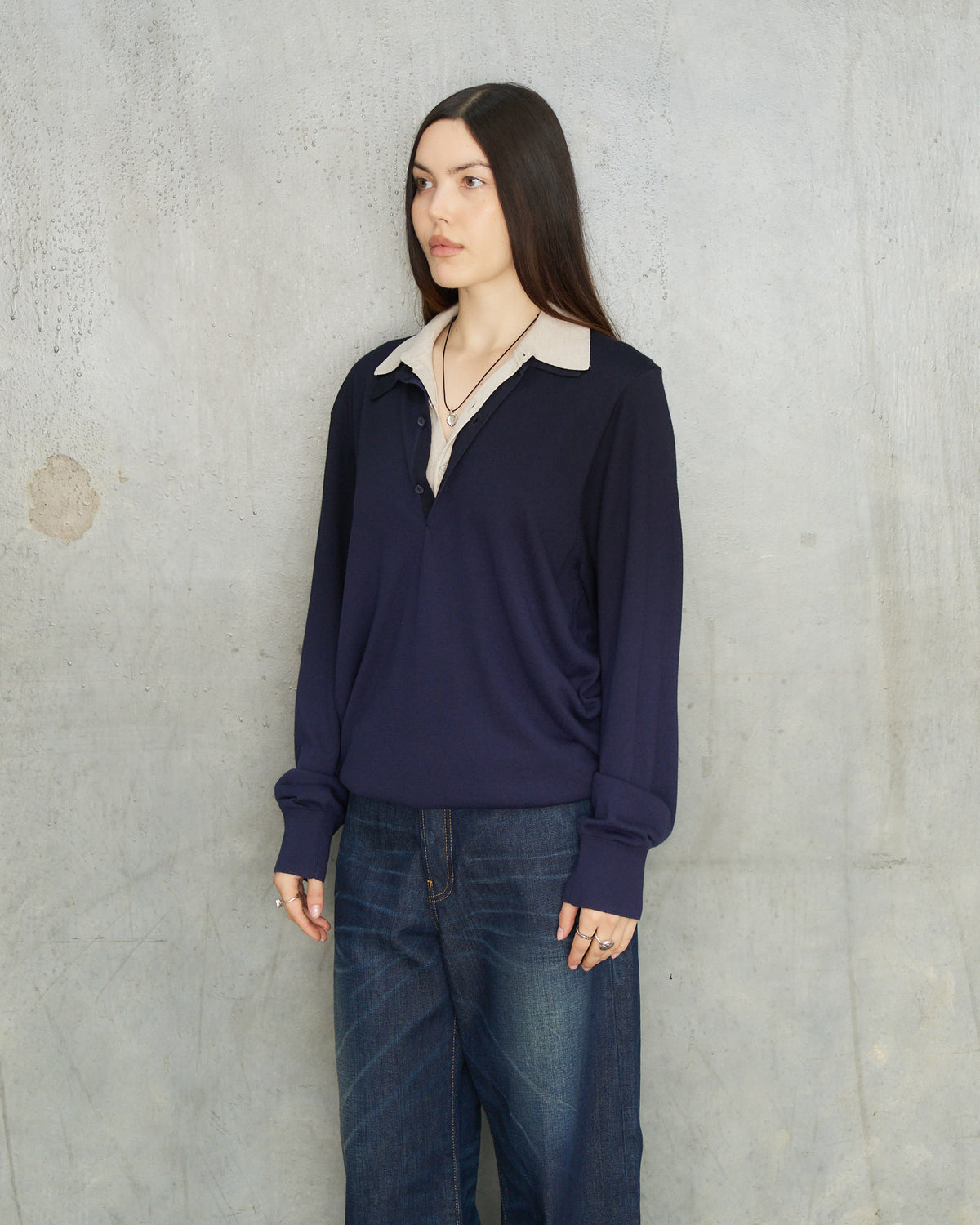 Navy Beige Rugby Sweater
