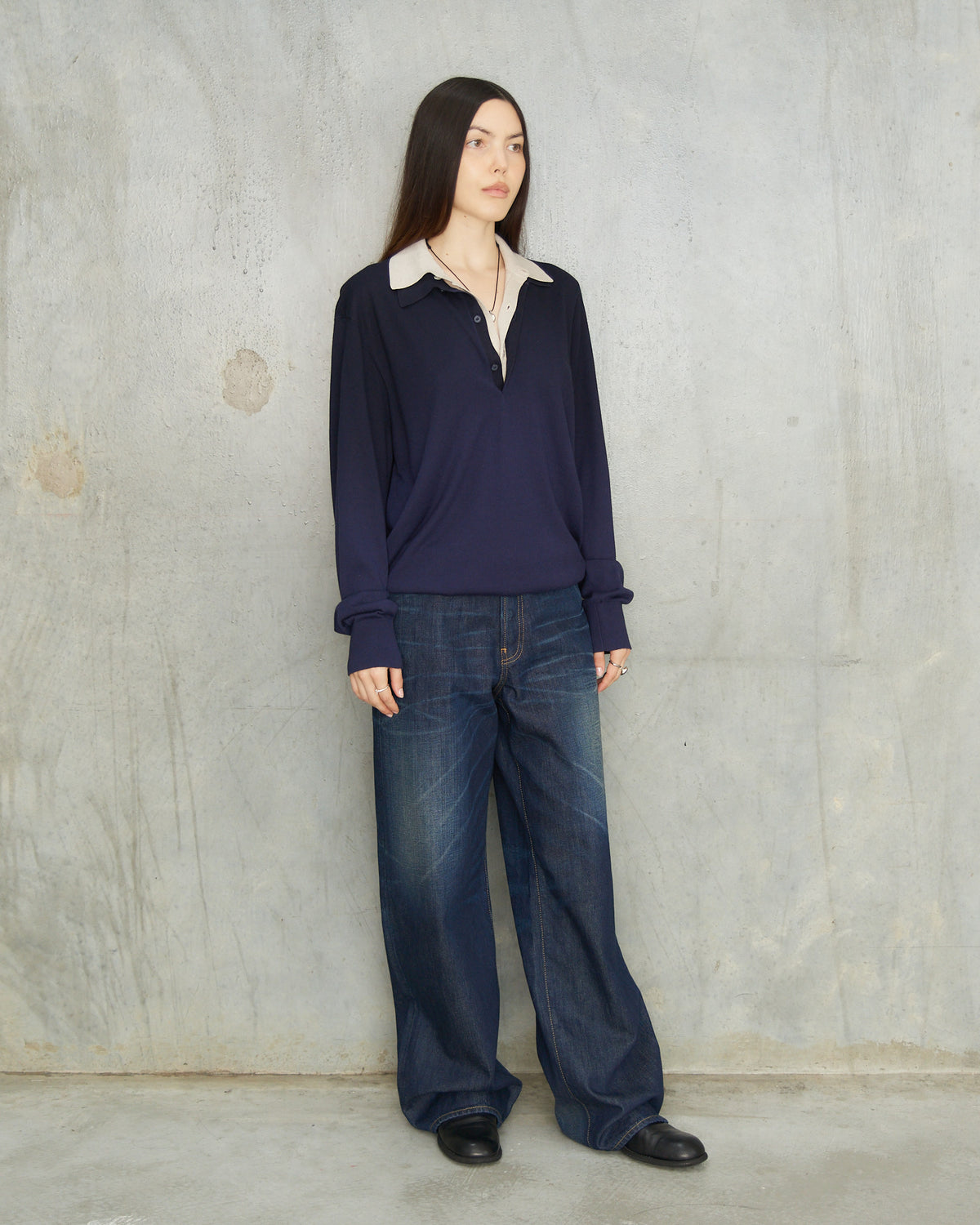 Navy Beige Rugby Sweater