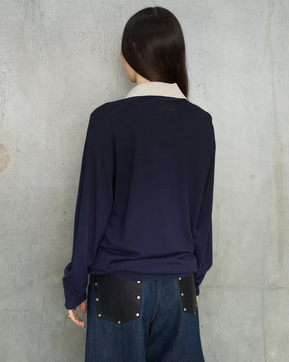 Navy Beige Rugby Sweater