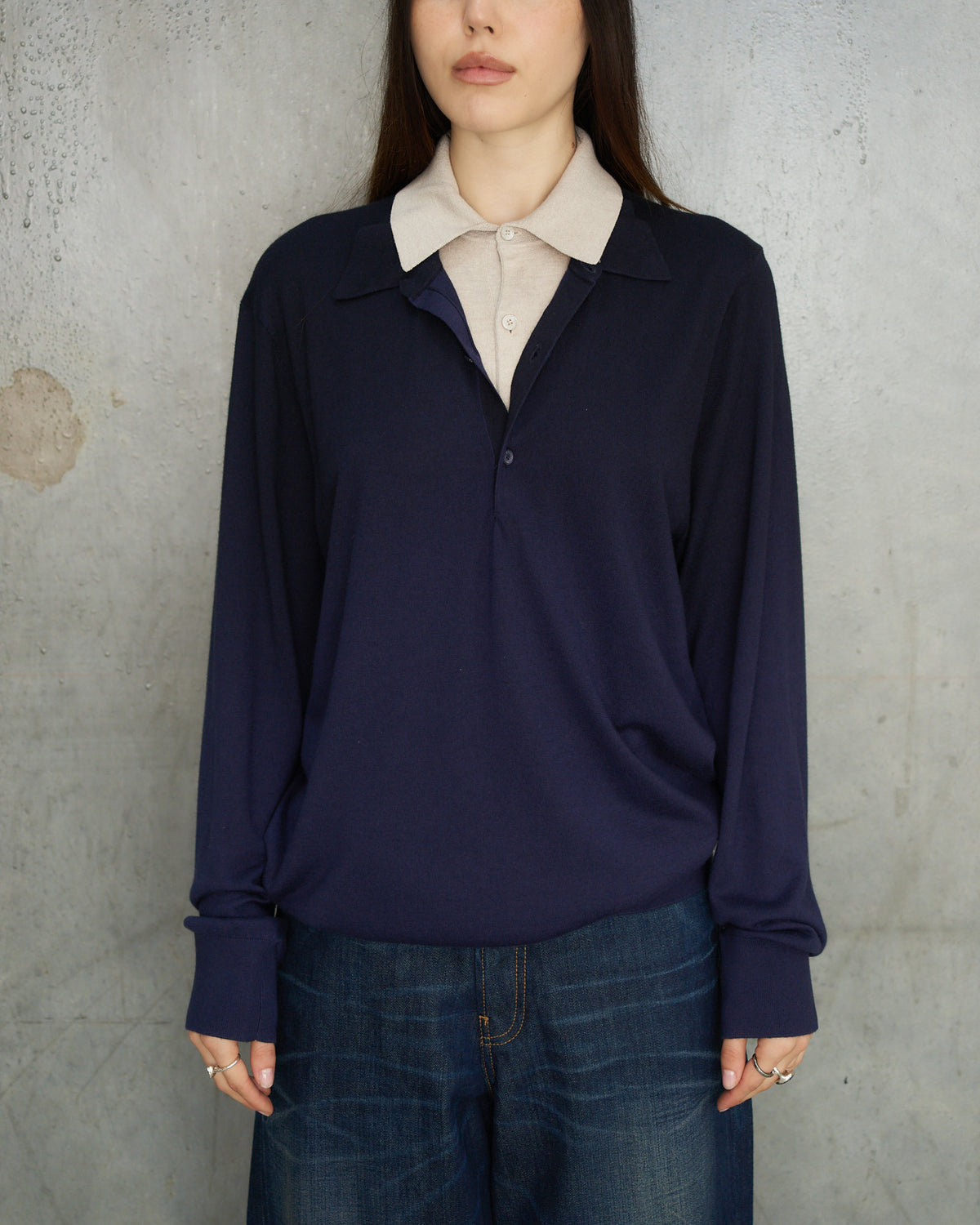 Navy Beige Rugby Sweater