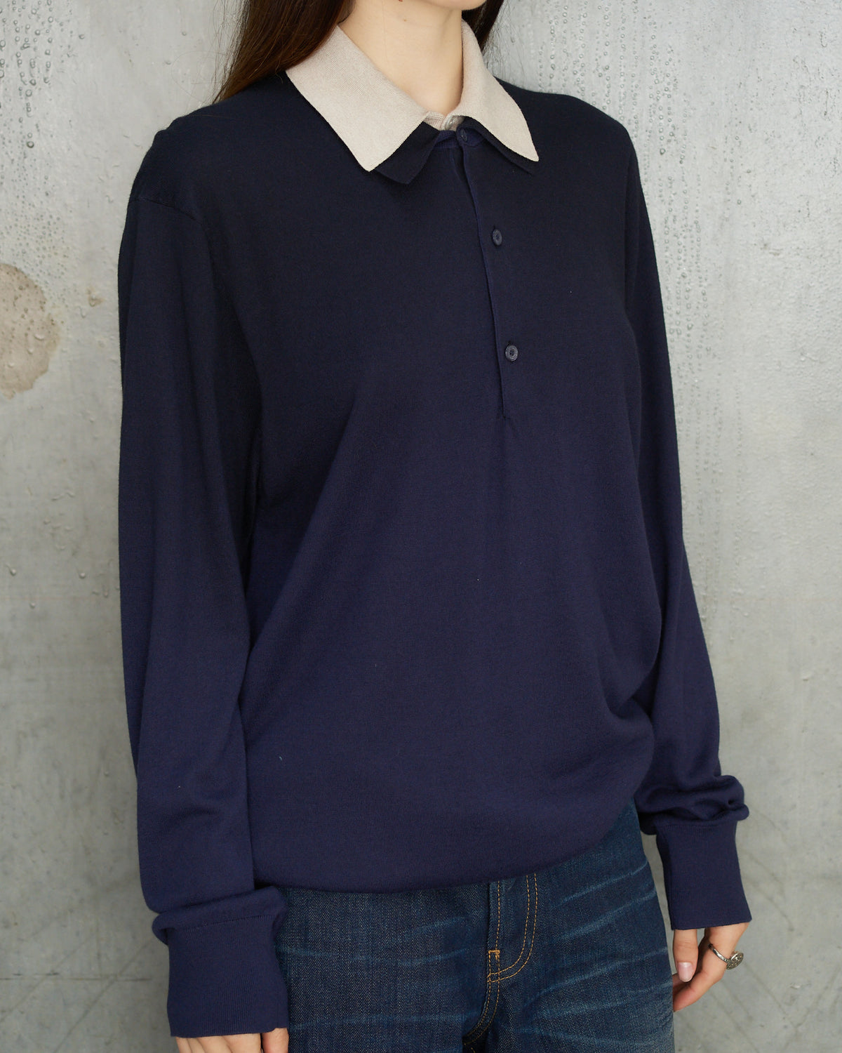 Navy Beige Rugby Sweater