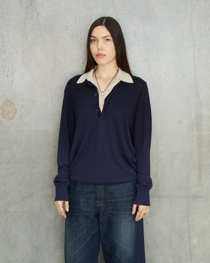 Navy Beige Rugby Sweater