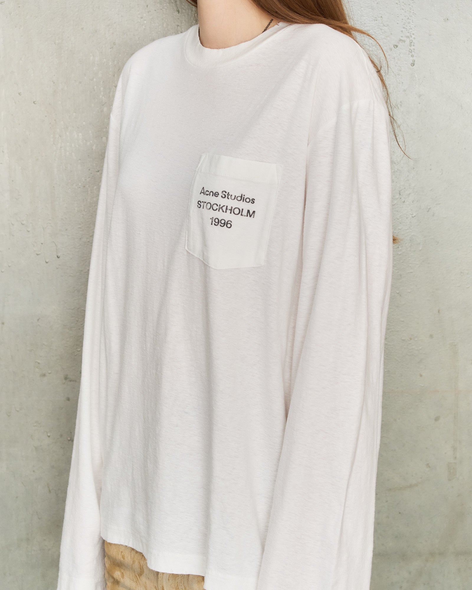 Acne Studios Optic White Logo Long Sleeve Tee White CL0441