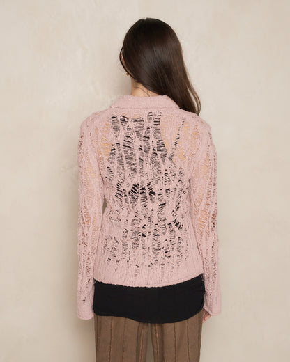 Pastel Pink Loose Knit Cardigan