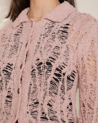 Pastel Pink Loose Knit Cardigan