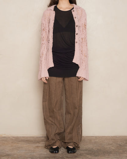 Pastel Pink Loose Knit Cardigan
