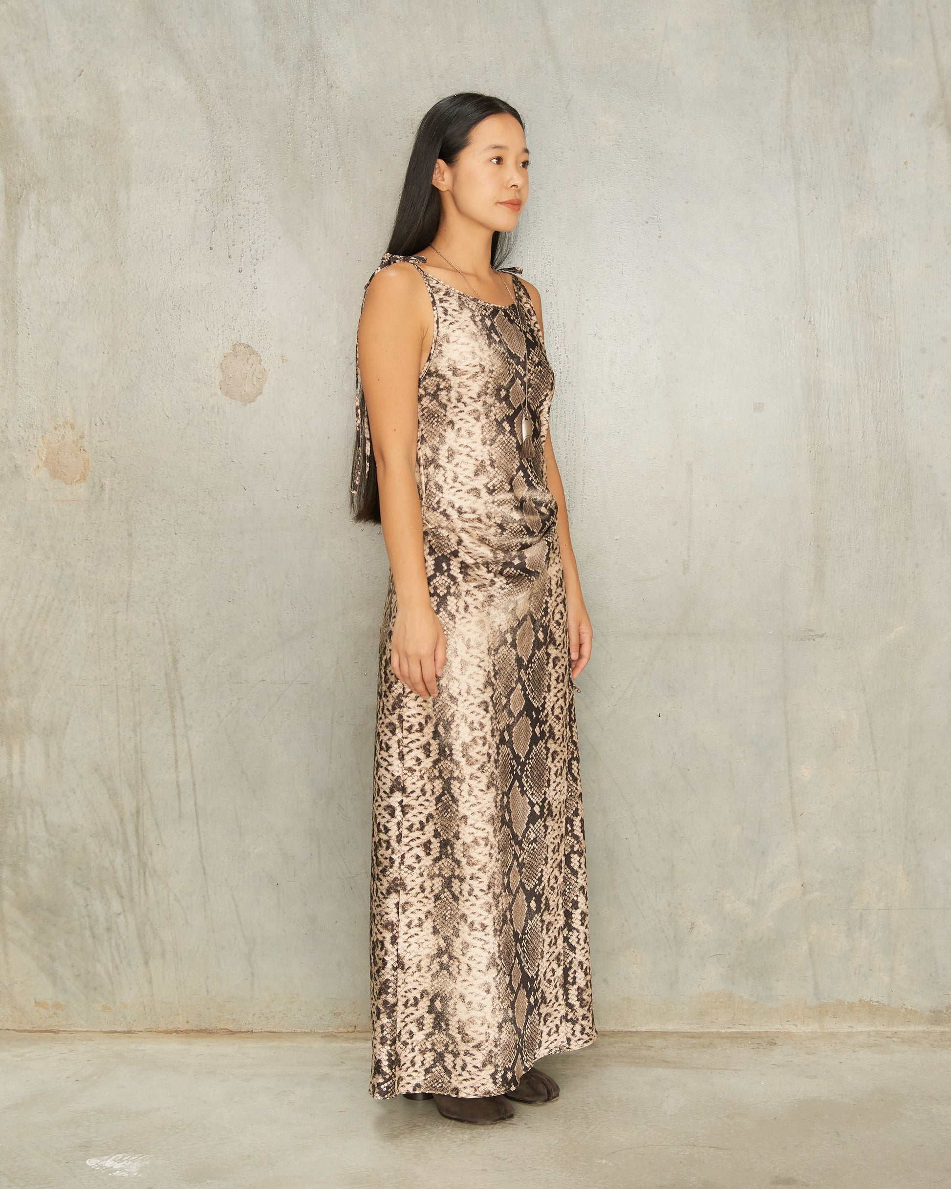 acne studios dress Dsaam checked draped silk midi dress in black - Acne Studios