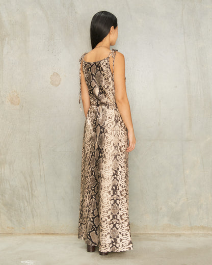 Python Print Satin Bias Dress