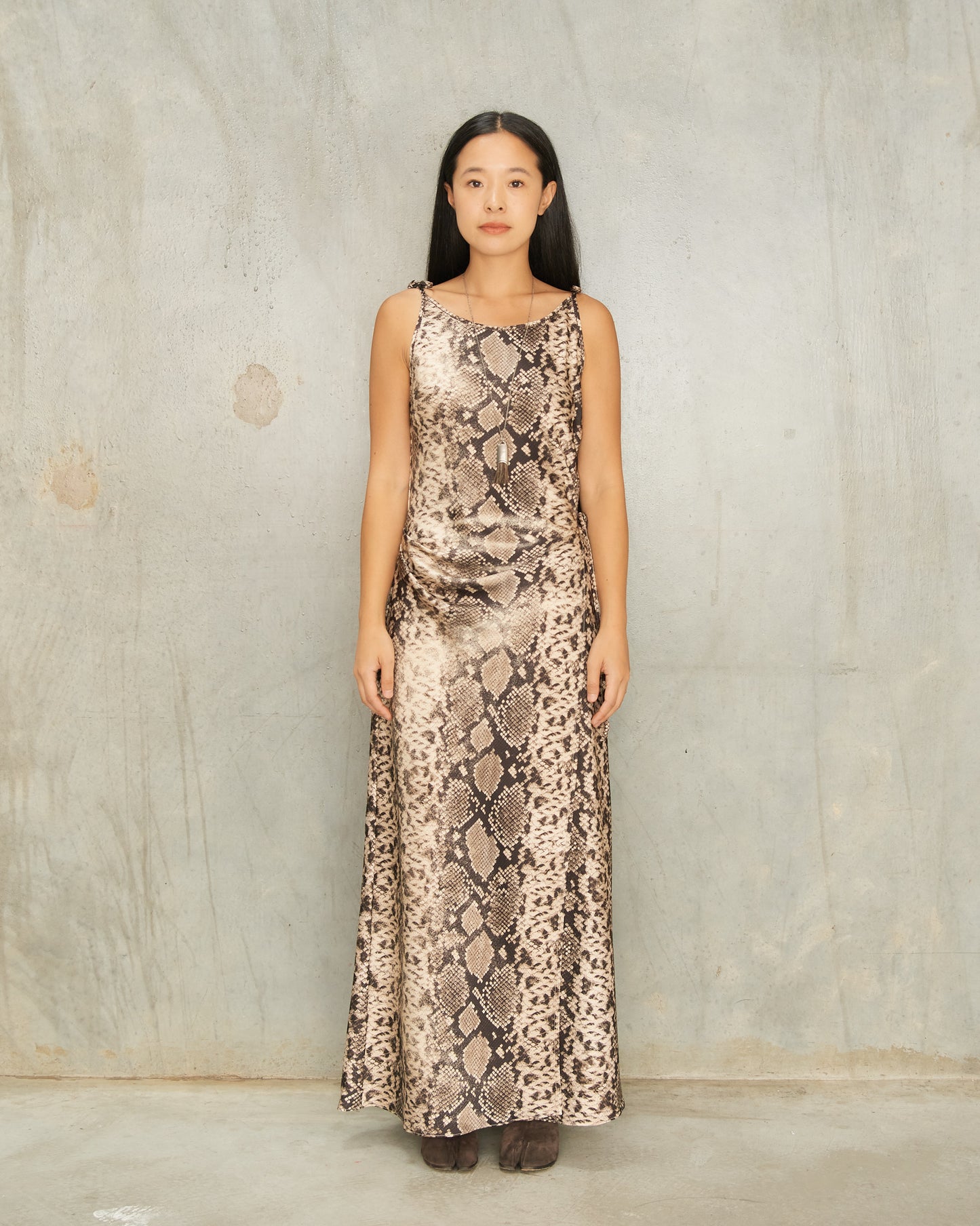 satin snakeskin dress Principles Women's Snake Print Chain Detail Satin Midi Dress