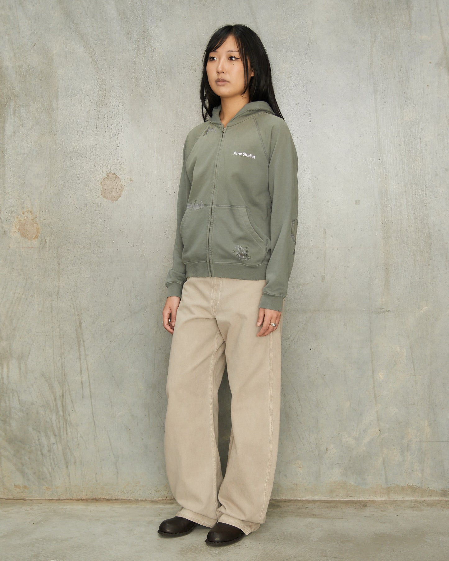 Slate Grey Mended Logo Hoodie