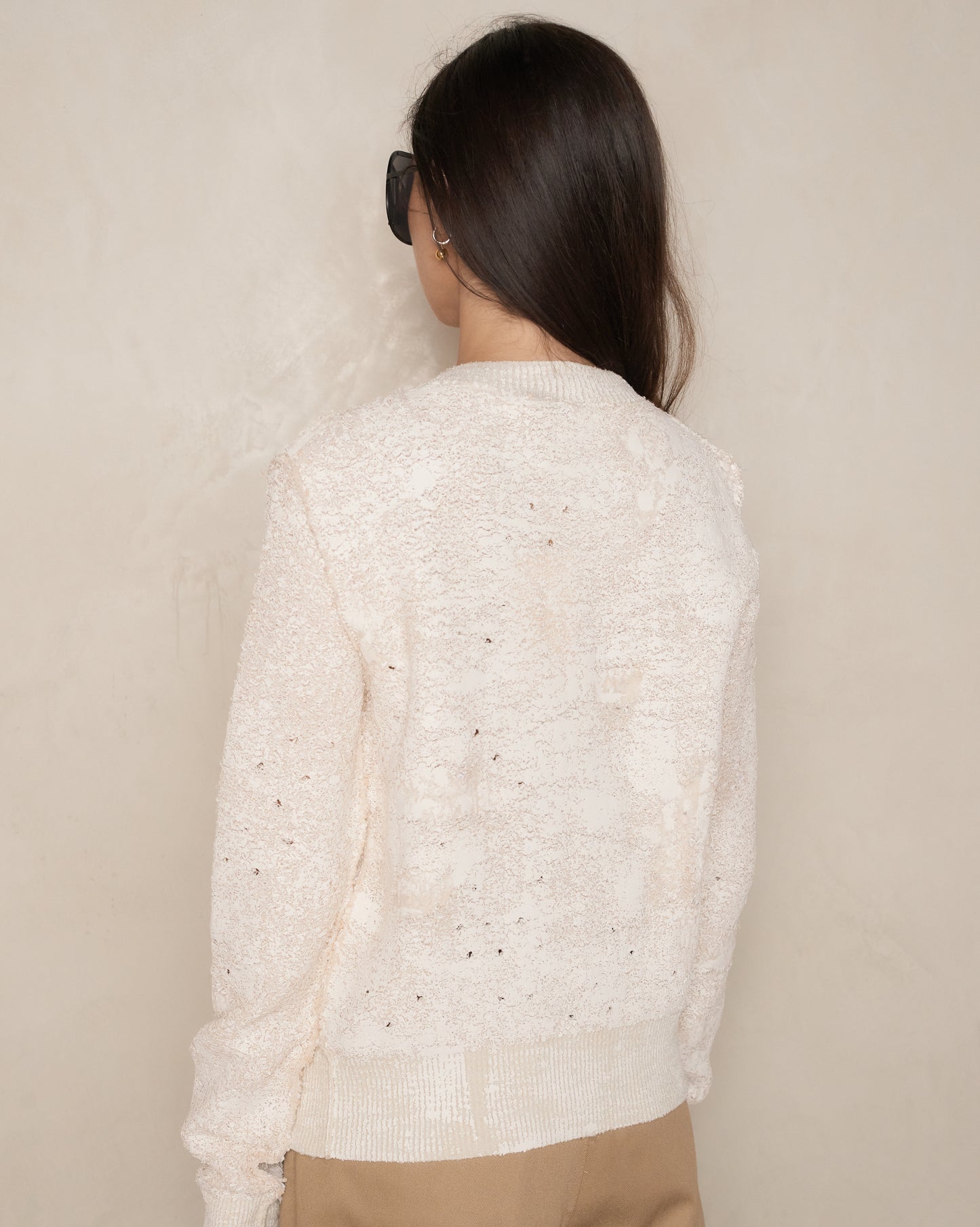 Off White Asymmetric Painted Cardigan