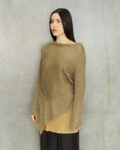 A.F. Vandevorst Tan Asymmetric Fine Knit Sweater