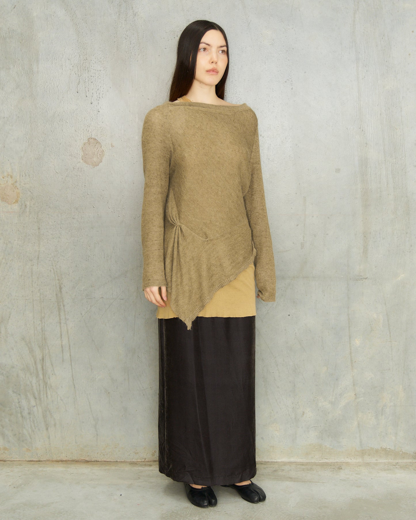 A.F. Vandevorst Tan Asymmetric Fine Knit Sweater