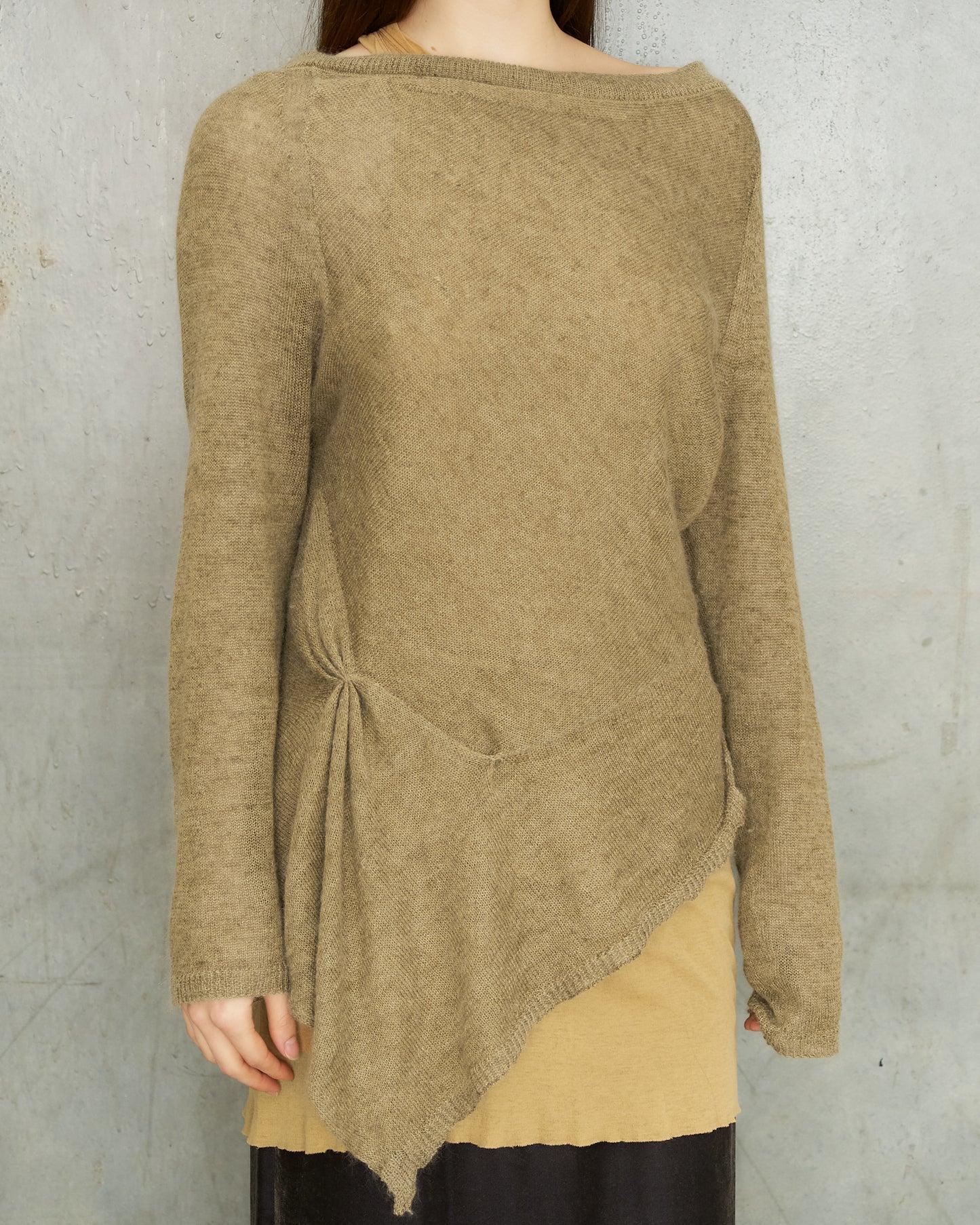 A.F. Vandevorst Tan Asymmetric Fine Knit Sweater
