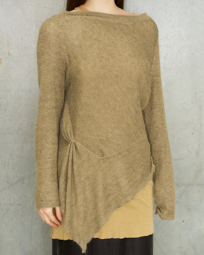 A.F. Vandevorst Tan Asymmetric Fine Knit Sweater