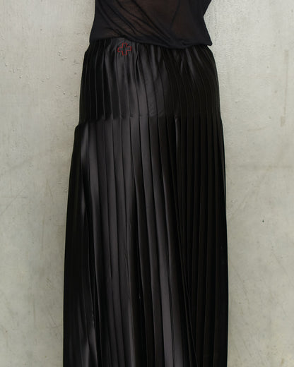 A.F. Vandevorst Black Pleated Satin Skirt